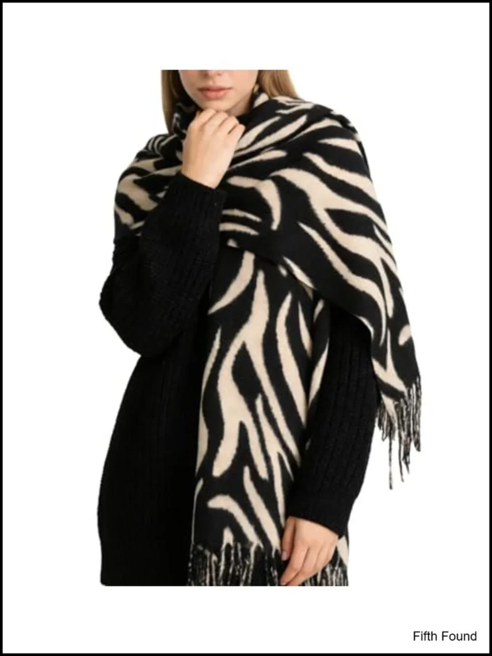 Womens Winter Zebra Print Scarf Warm Soft Blanket Shawl Wrap with Tassels